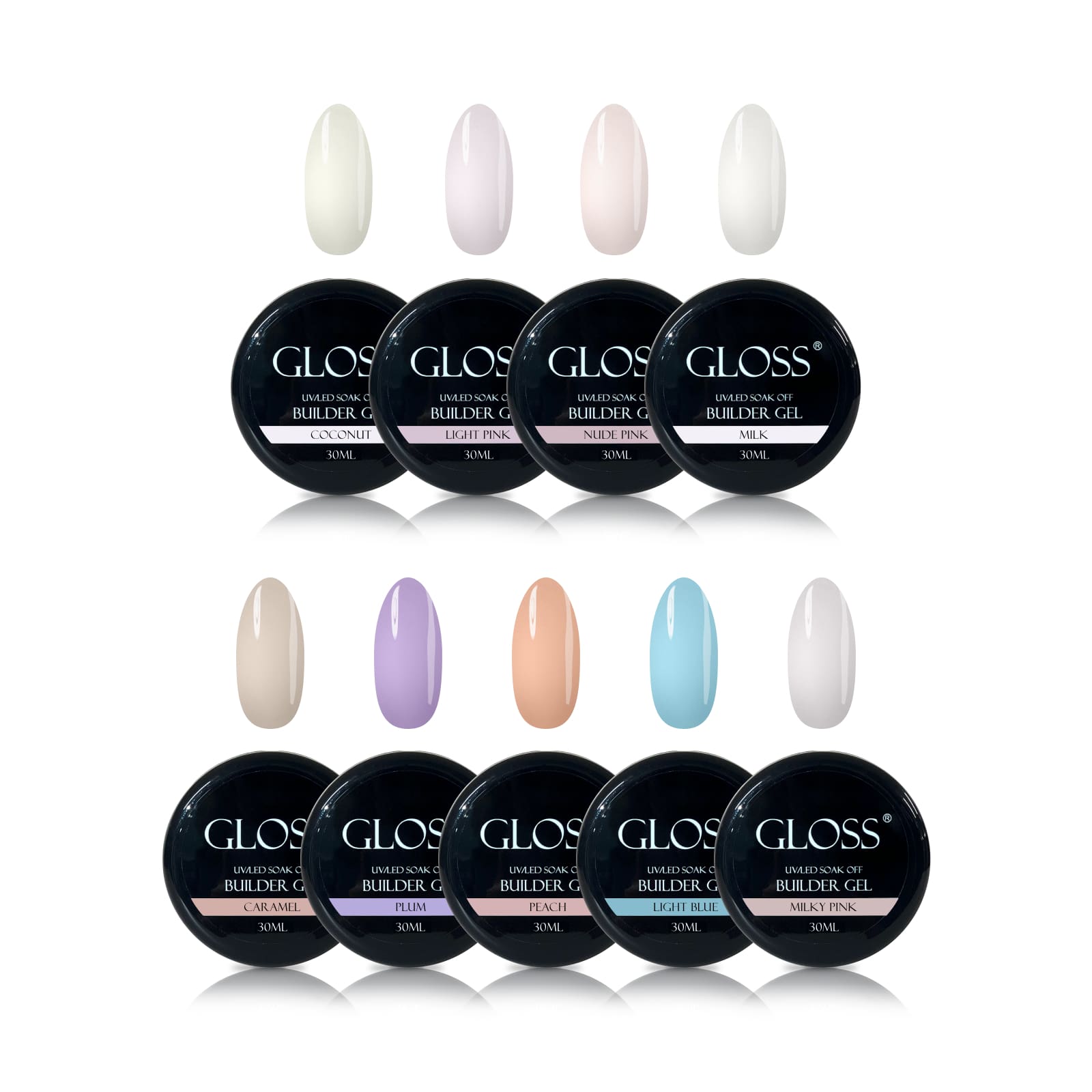 GLOSS Builder gel set, 9 pcs (30 ml)